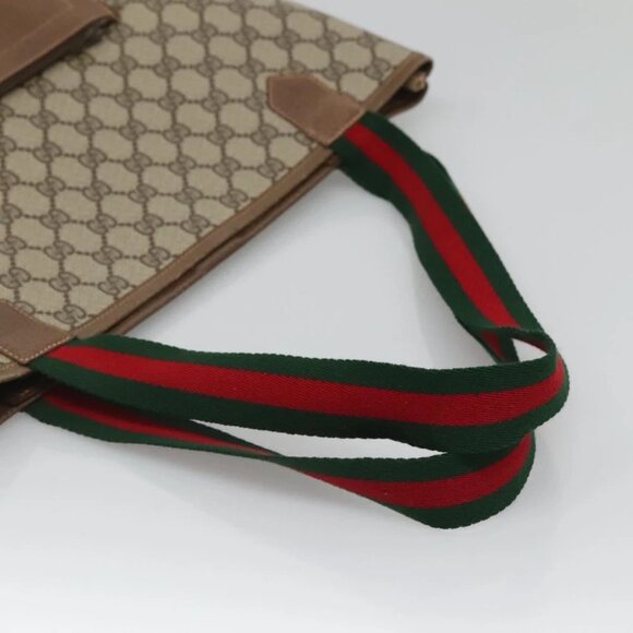 GUCCI GG Supreme Web Sherry Line Tote Bag PVC Beige 002 904 0222 Auth BA1254 - Picture 8 of 15